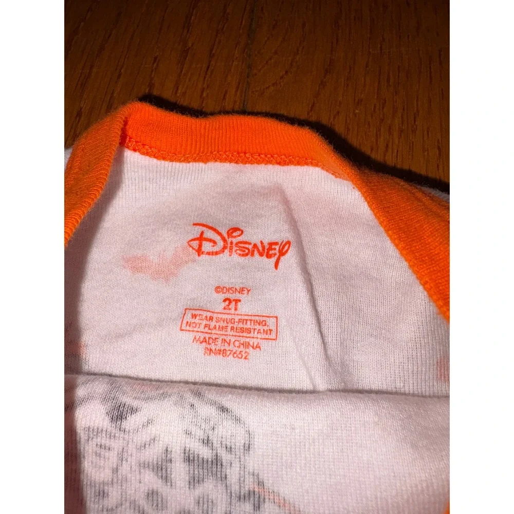 Disney Mickey Mouse Halloween Skeleton Mummy‎ Pajama Set 2T Orange White Cotton